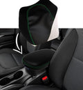 Console Lid Armrest Cover for Kia Soul (2014–2019) Carbon Fiber Green Stitch