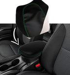 Console Lid Armrest Cover for Kia Soul (2014–2019) Carbon Fiber Green Stitch