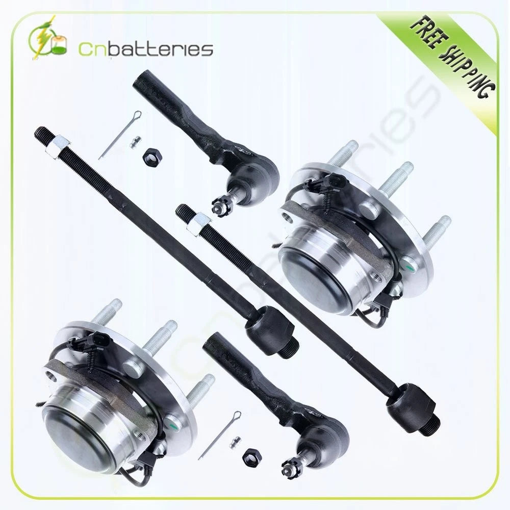 Set of 2 Inner Outer Tie Rods & Wheel Hub Bearings for GMC Sierra 1500