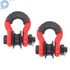 Set of 2 Red 3/4" D Ring Recovery Shackles with Pulley 22000 lb Capacity
