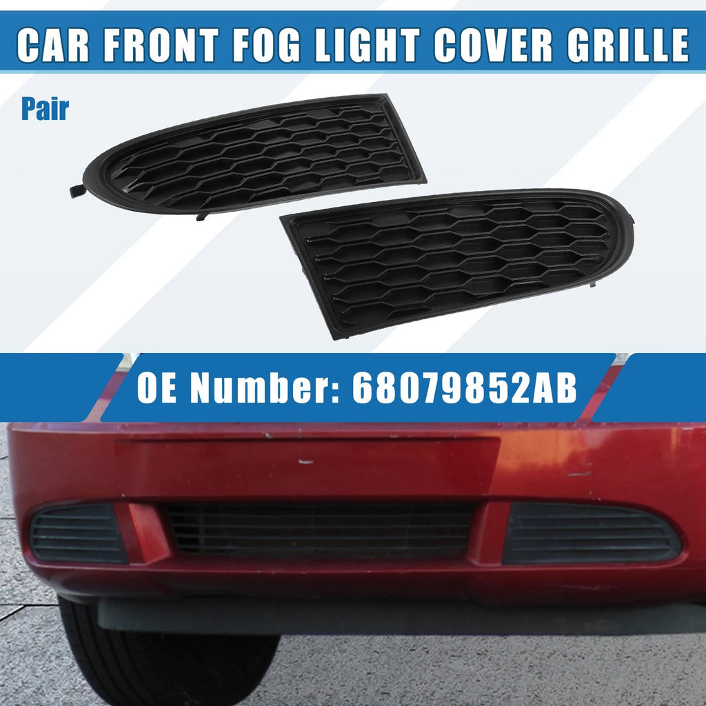 Set of 2 Front Fog Light Cover Grilles for Dodge Journey (2011–2020) Black