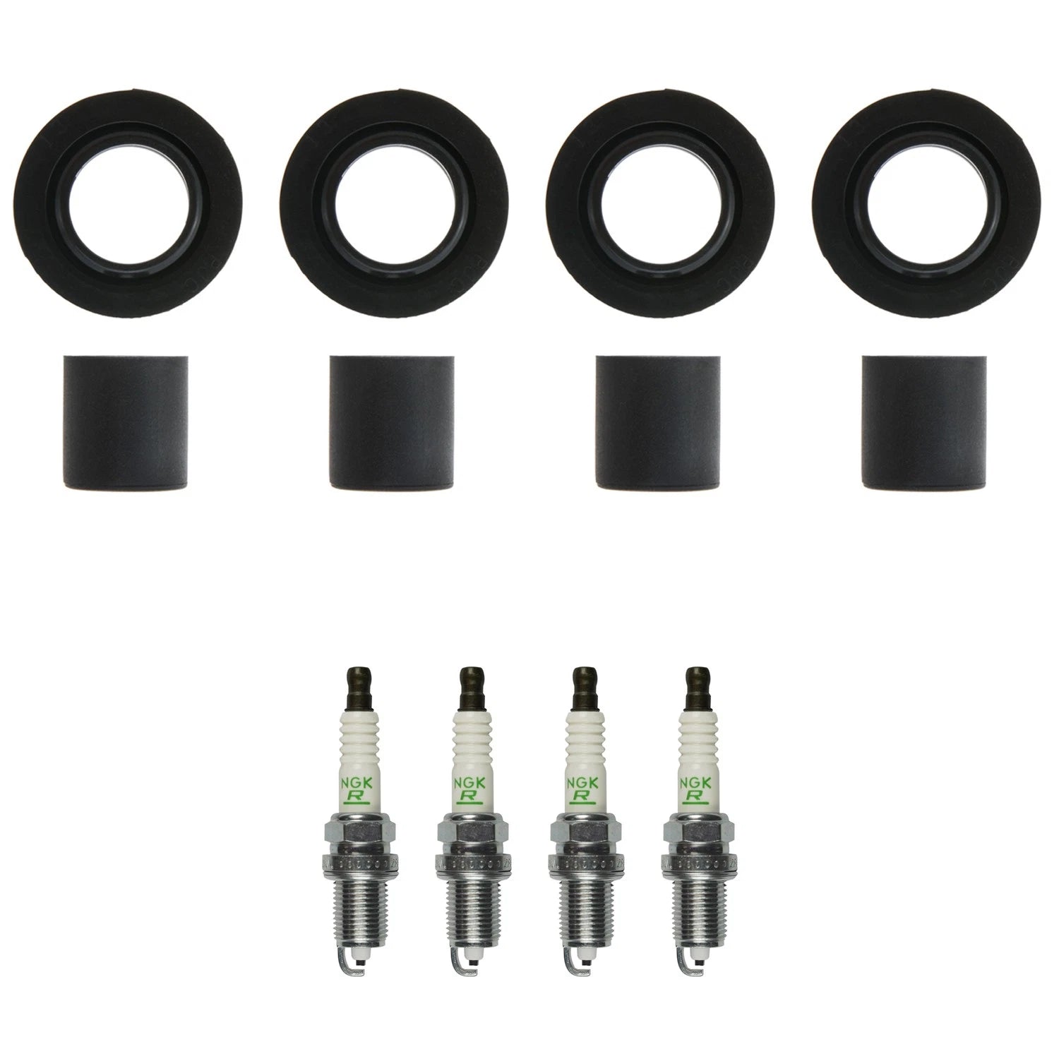 Set of 4 NGK V-Power Spark Plugs & Coil Boots for Honda Civic (2001–2005)