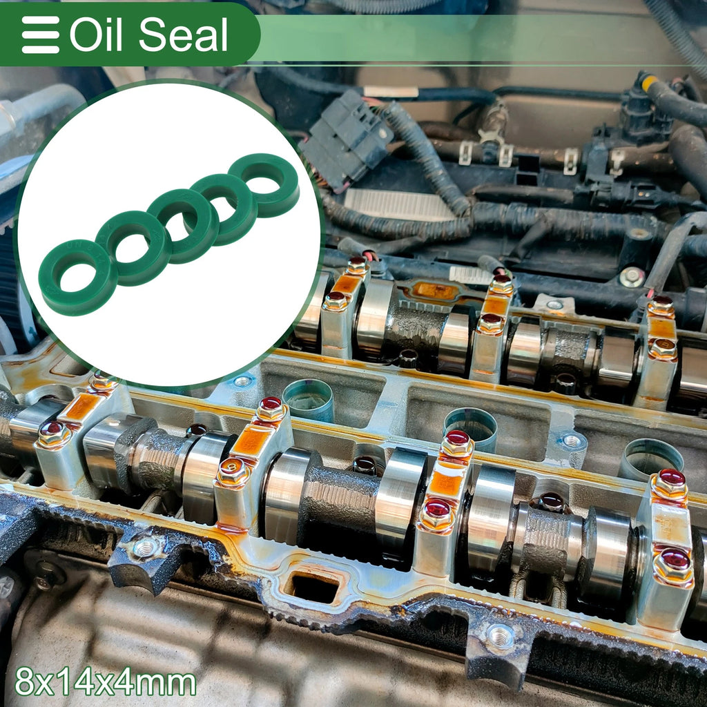 Set of 5 Oil Seal Rotary Shaft Seal 8x14x4mm High Pressure Green for Various Models