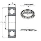 Deep Groove Ball Bearing 90x140x16mm for Scooter Skateboard (1 Pc)