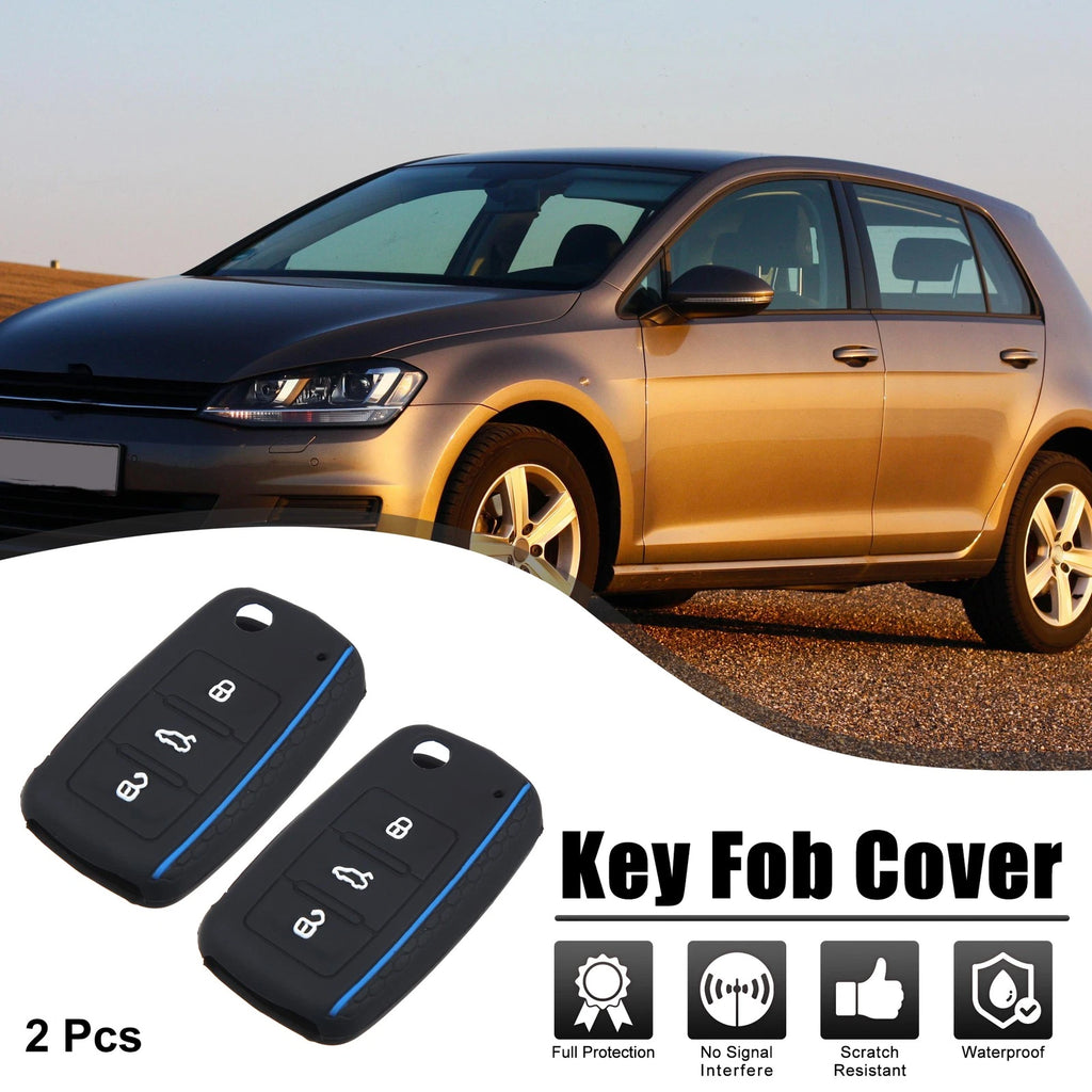 2X Black Silicone Key Fob Shell for Volkswagen GTI (2015–2021)
