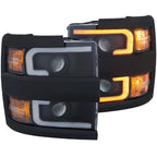 Black Clear Lens Headlights w Switchback for 2015–2019 Chevy Silverado 2500HD