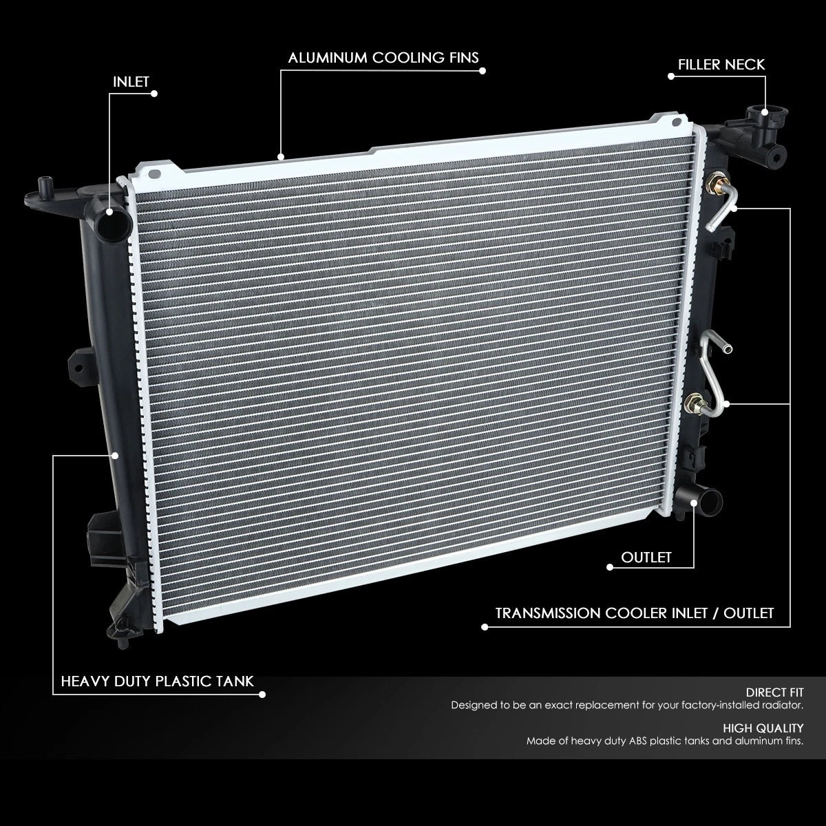 Cooling Radiator for Genesis Sedan 3.8L (2009–2010) DPI 13059