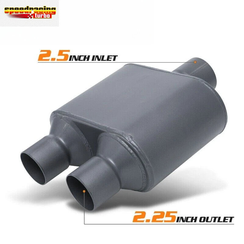 2.5" Inlet/Dual 2.25" Outlet Stainless Steel 409 Exhaust Muffler for