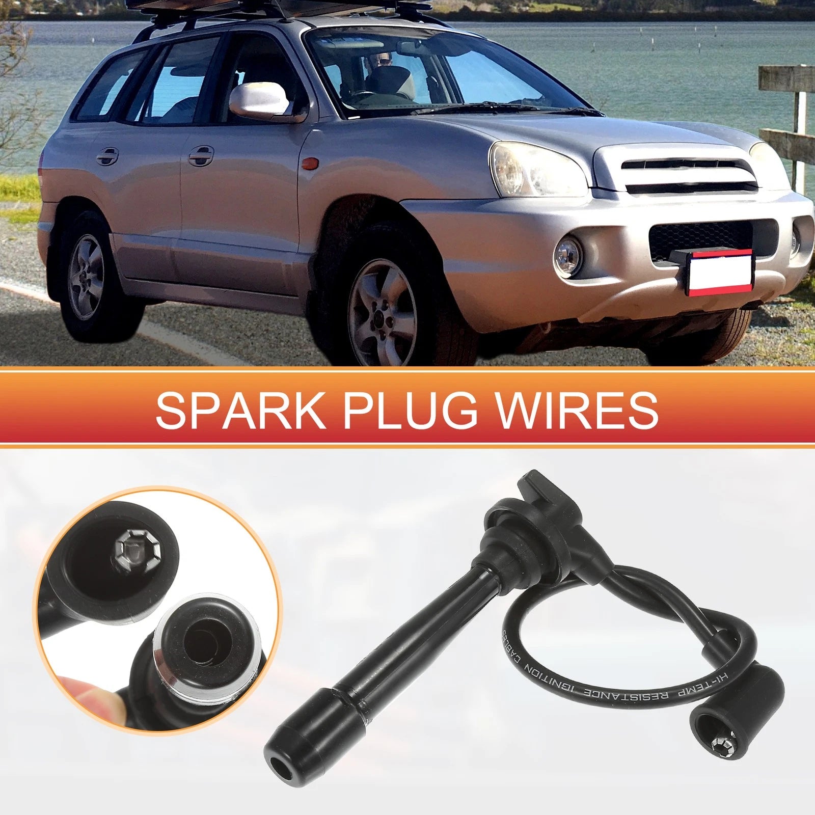 6X Spark Plug Wire Ignition Coil Cable No. 2750137B00 for Hyundai Sonata (1999–2005)
