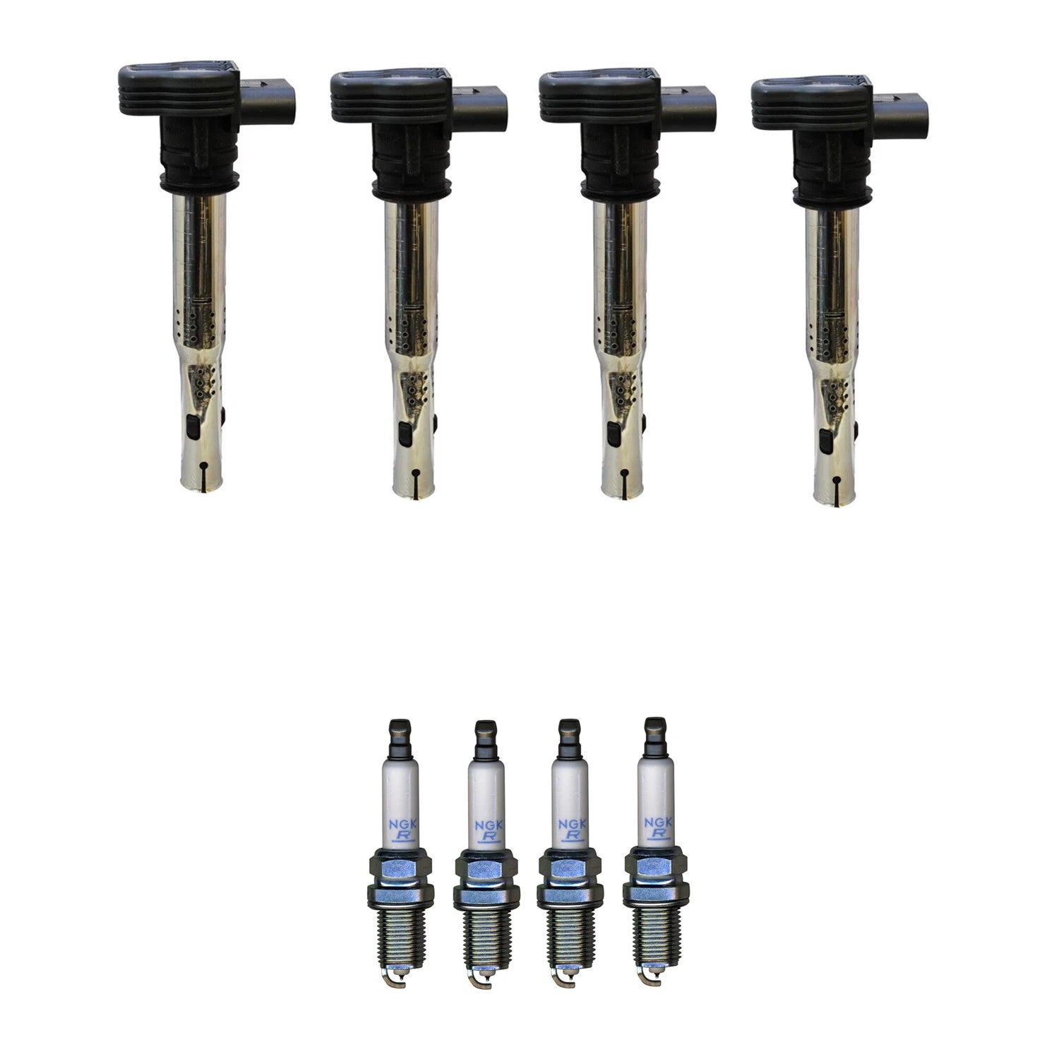Set of 4 Ignition Coils & NGK Platinum Spark Plugs for Audi A3 A4 A5 A6 Golf (2006–2016)
