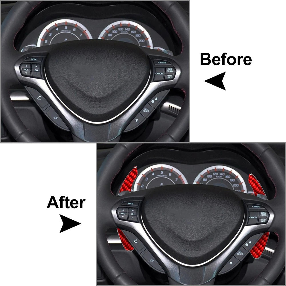Steering Wheel Shifter Paddle Extensions for Honda Acura MDX ILX (Carbon Red)