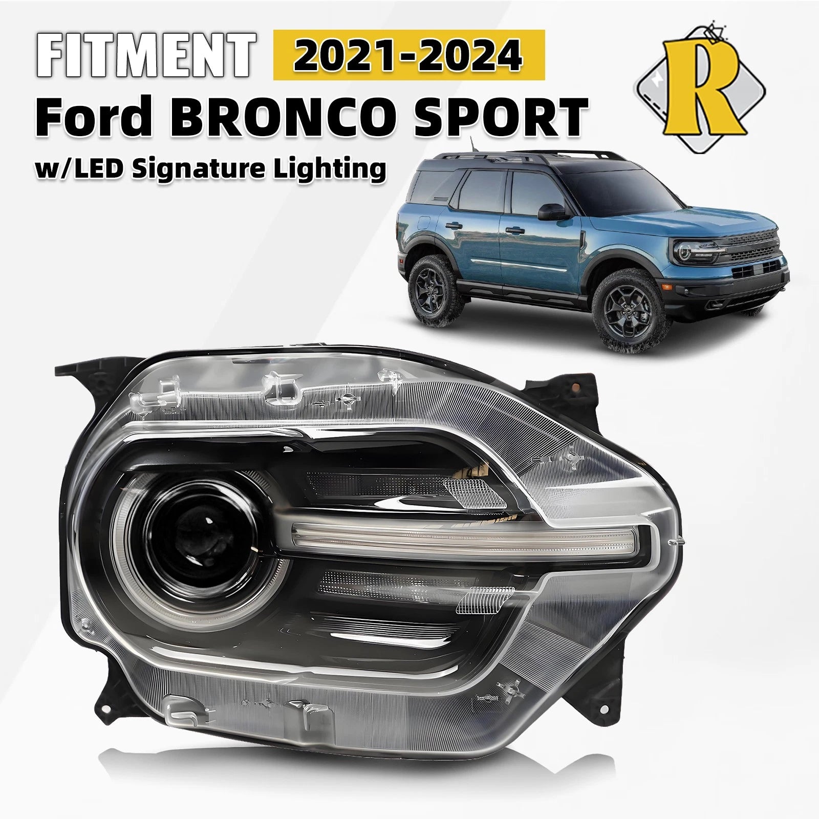Full LED Headlight w/LED Halo for Ford Bronco Sport (2021–2024)
