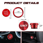 Aluminum Engine Start + Cigarette Lighter Eject Button Trim for Audi A4 S4 A5 S5 (2017-2025)