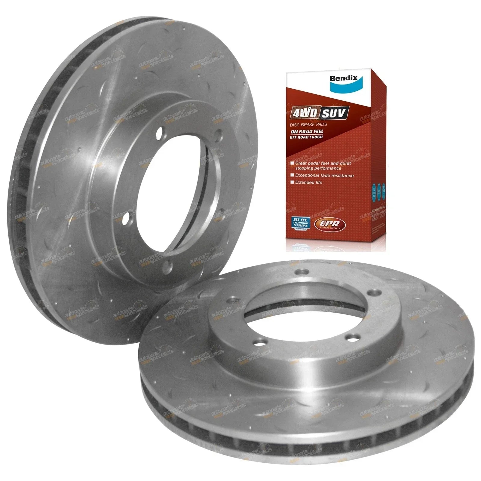2 x Front Drilled Slotted Disc Rotors Pads for Landcruiser 76-79 Series