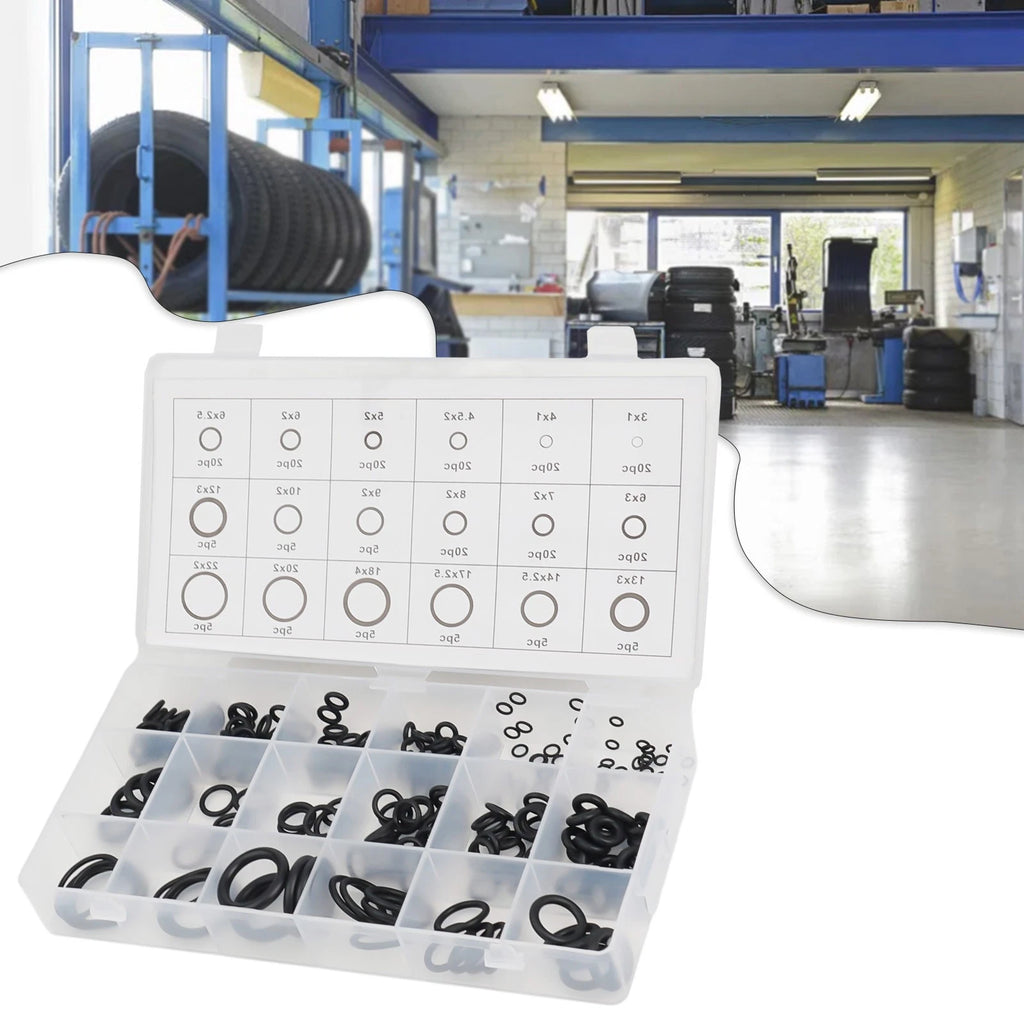 225 Piece Rubber O Ring Washer Seal Assortment Kit for Automotive