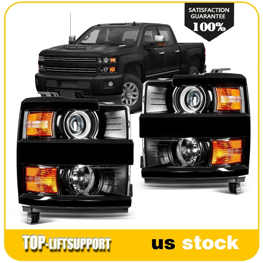 Pair Projector Headlights for Chevy Silverado 2500HD 3500HD (2015–2019)