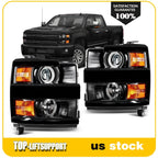 Pair Projector Headlights for Chevy Silverado 2500HD 3500HD (2015–2019)