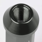 Set of 20 Open End M12x1.5 90mm Tall Gun Metal Aluminum Lug Nuts + Adapter