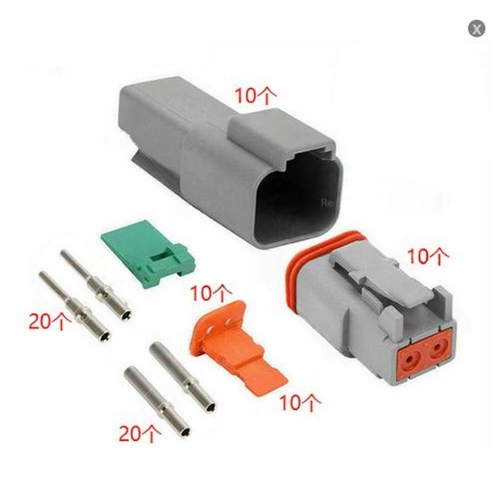 2X Deutsch DT 2 Way Pin Male Female Connector Plug Waterproof for 10
