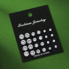 Set of 12 Zircon Pearl Stud Earrings for Fashion Lovers