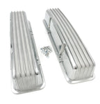 Polished Aluminum Finned Valve Covers for Small Block Chevy 350 (1968–1979)