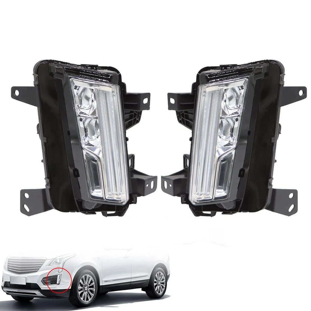 Pair Front Fog Lamp Assembly LED DRL for Cadillac XT5 (2017–2020)