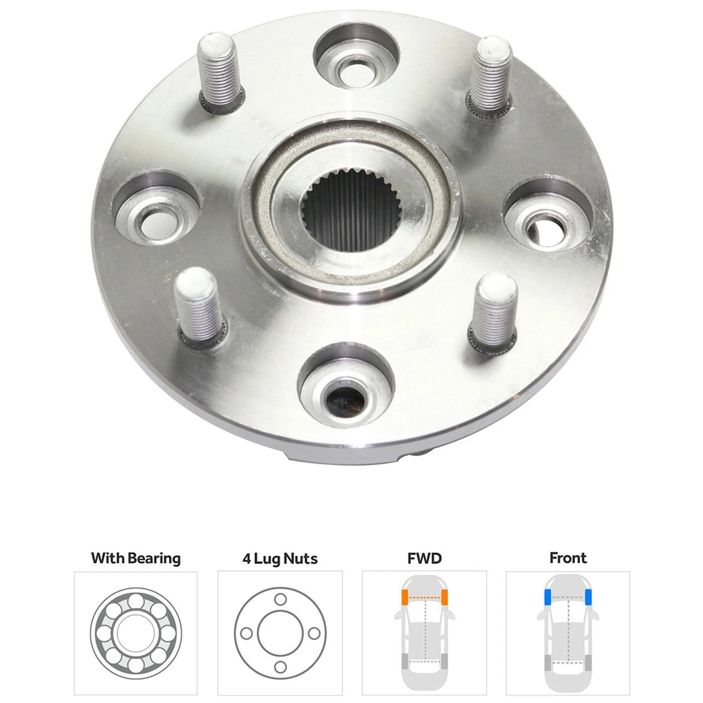 Set of 4 Wheel Hubs for Coupe Sedan (Front & Rear)