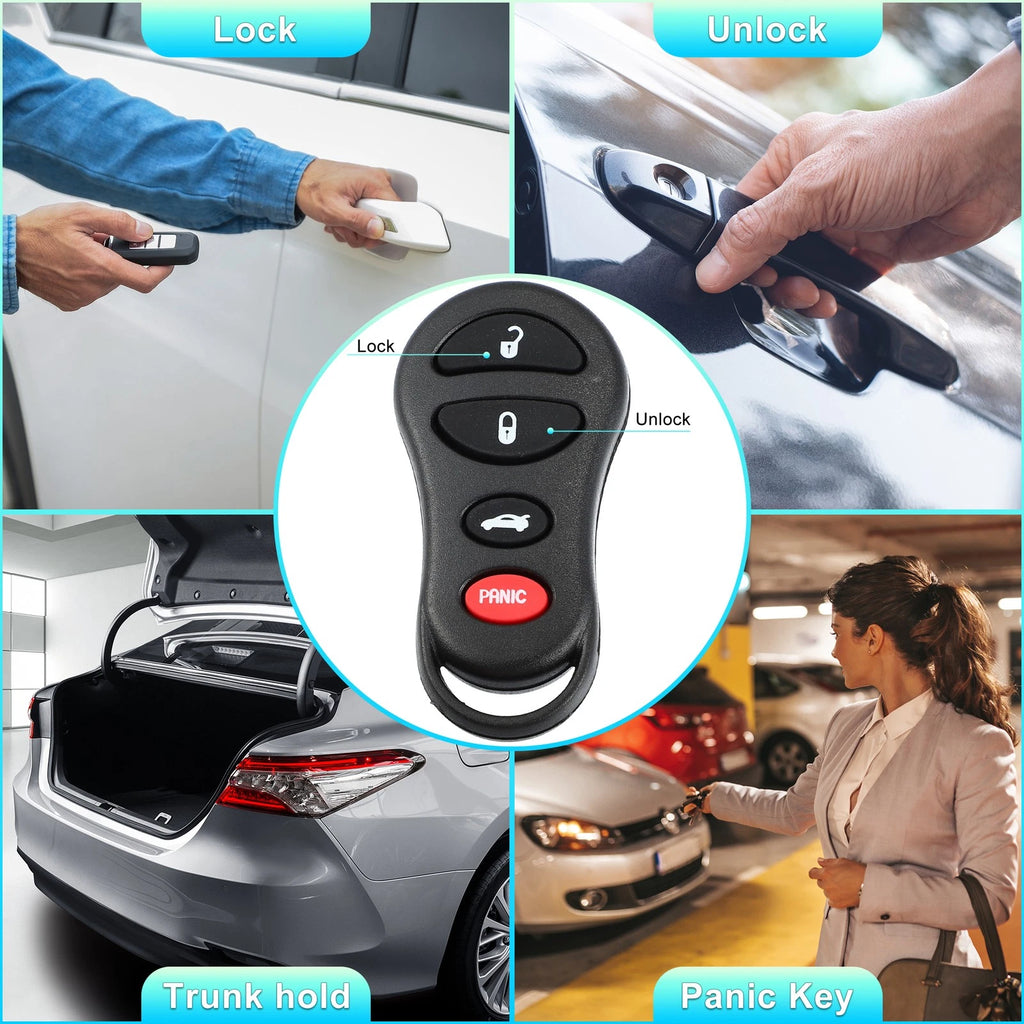 Set of 4 Keyless Entry Remote Key Shell Covers for Jeep Dodge (No Year Specified)