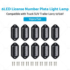 6X LED License Plate Light for Truck SUV Trailer Lorry (12V-24V)