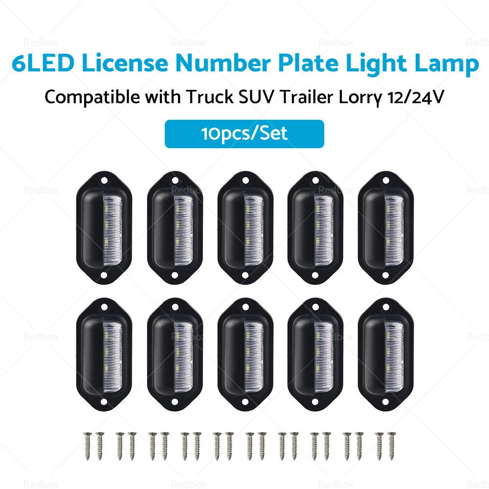 6X LED License Plate Light for Truck SUV Trailer Lorry (12V-24V)