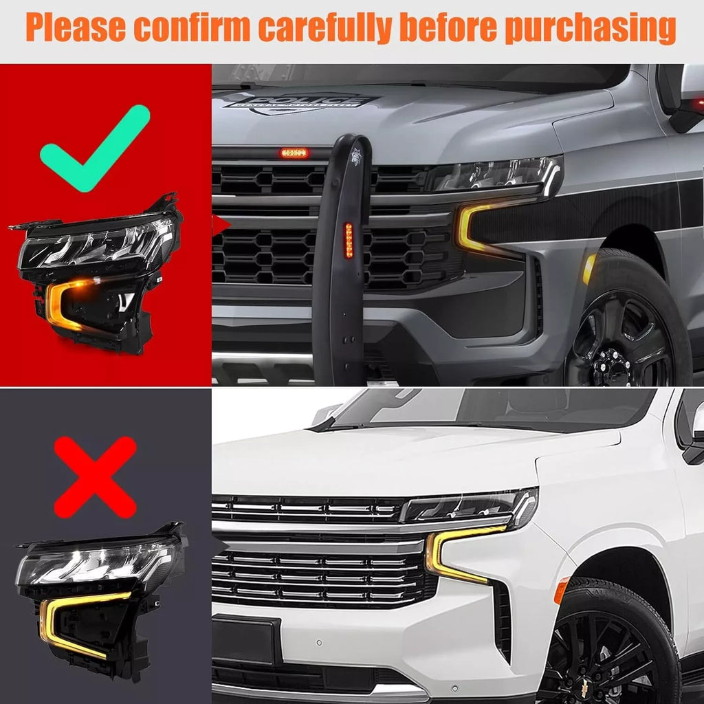 LED Headlight for Chevy Tahoe Suburban (2021–2024) LH Halogen Turn Signal