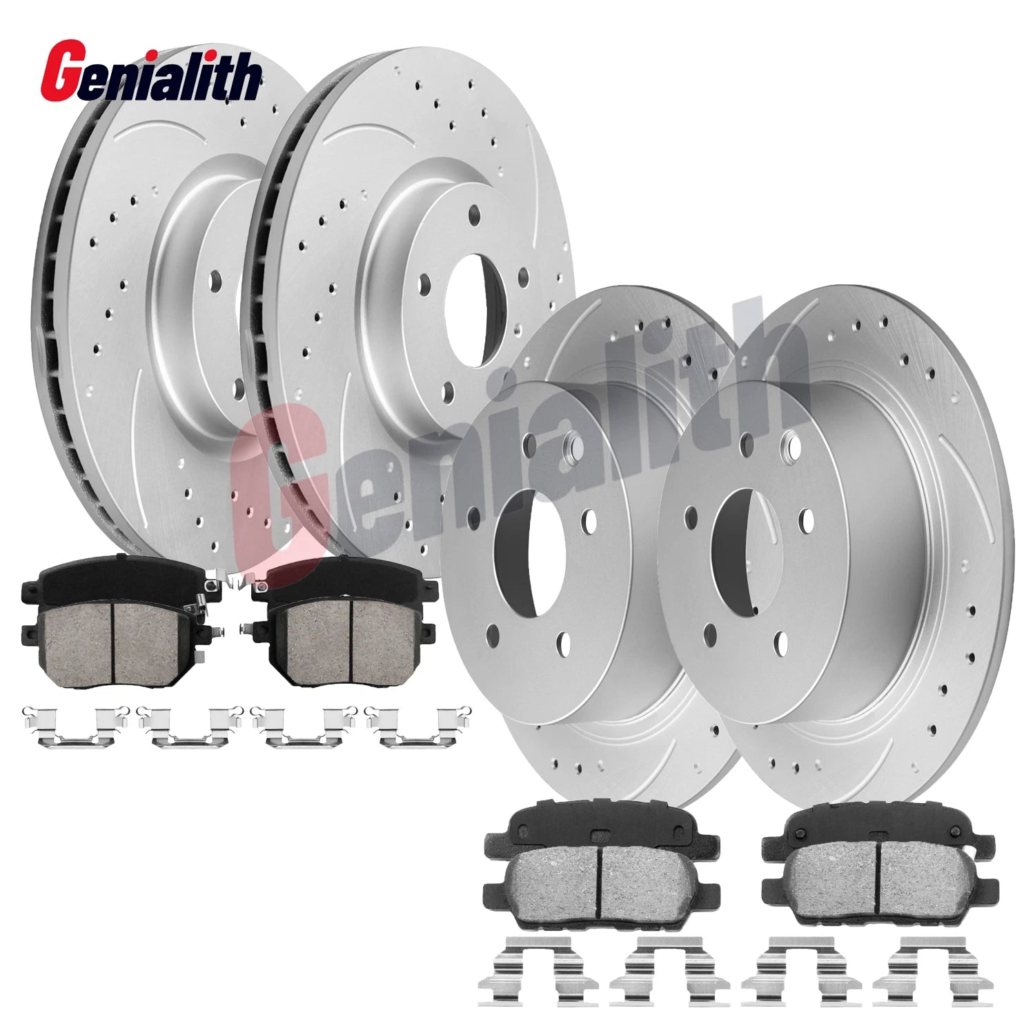 Set of 4 Drilled Brake Rotors + Ceramic Brake Pads for Nissan Maxima Altima