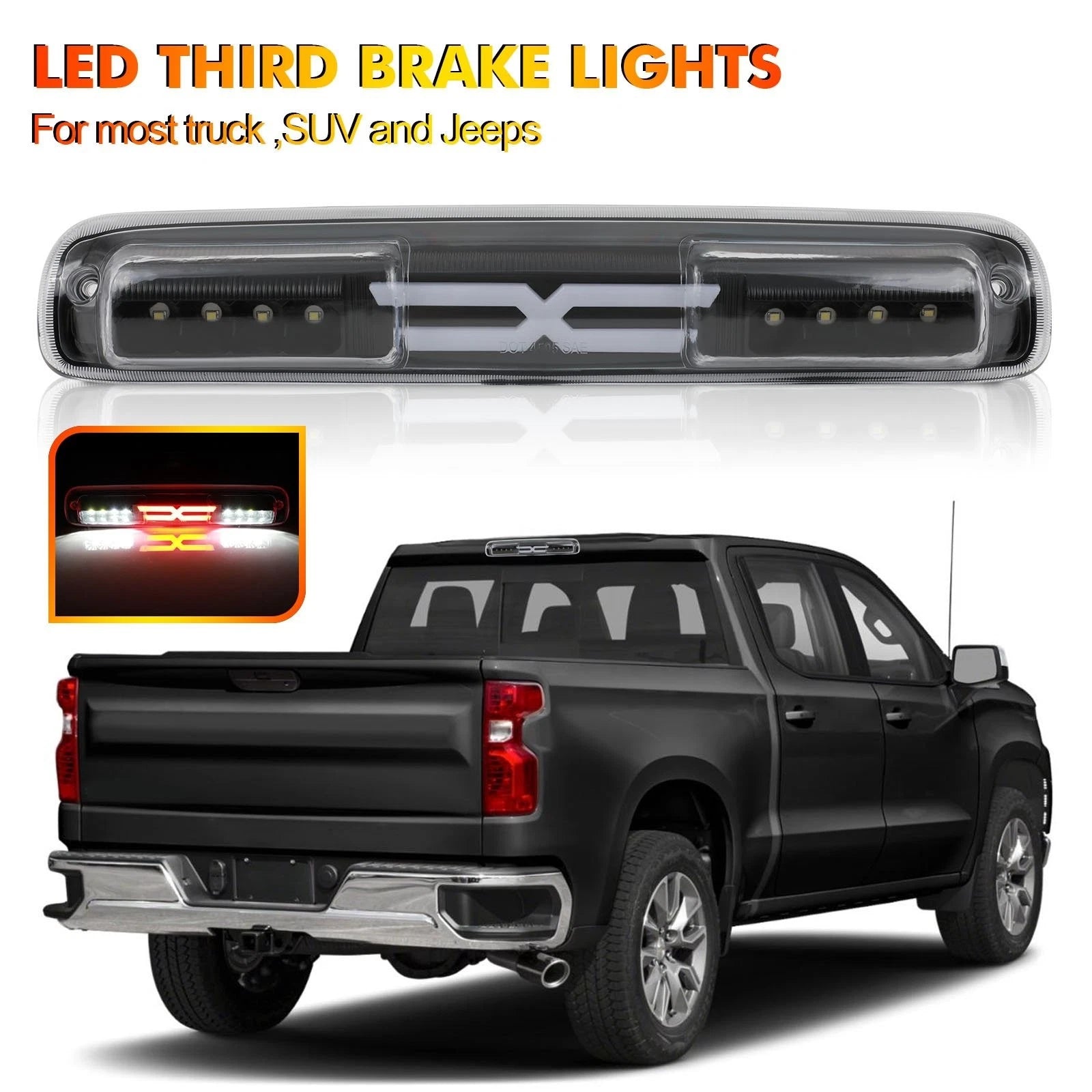 3rd Brake Light for Chevy Colorado GMC Sierra (1999–2007) Black Housing Clear Lens