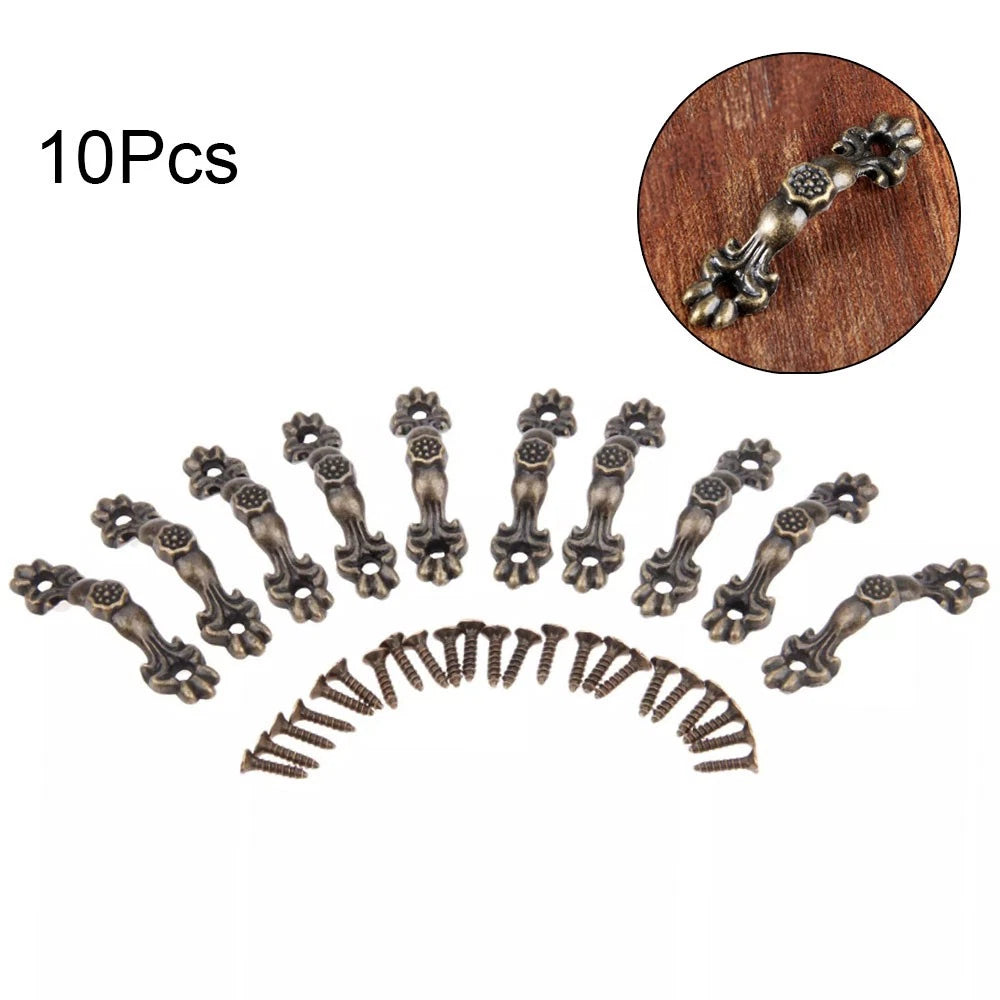 10Pc Antique Drawer Knob Pull Handle for Jewelry Box Cabinet (43x11mm)