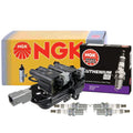 NGK DIS Ignition Coil & 4 Ruthenium HX Spark Plugs for Hyundai Kia (2010–2023)