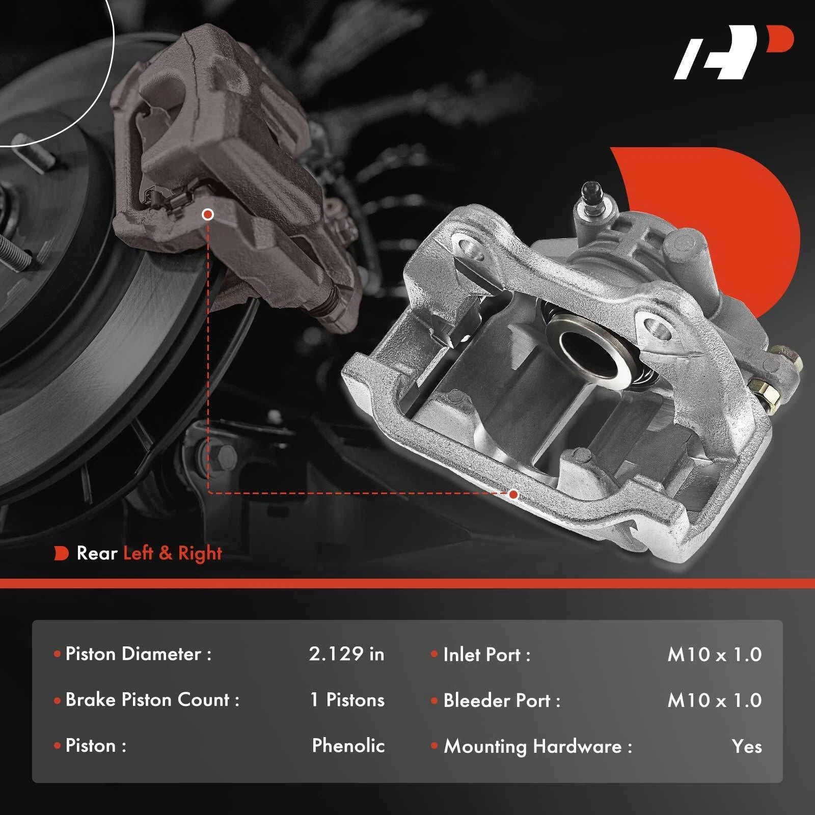 2X Rear Brake Caliper with Bracket for Chevrolet Silverado 1500 (2007â2018)