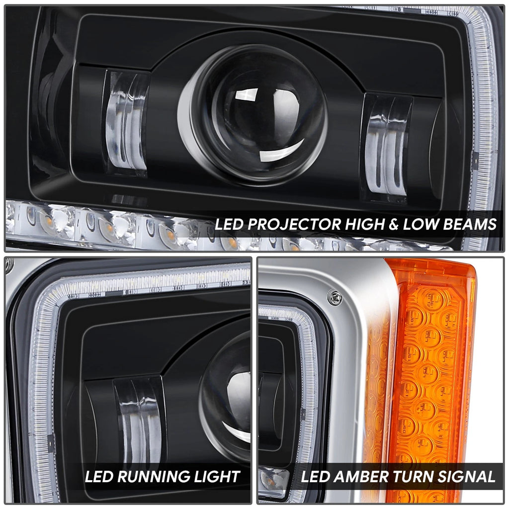 Projector LED Sequential Headlights for Peterbilt 359 379 389 (1981–2021)