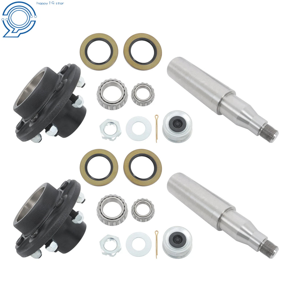 Round Spindle Axle Kit with 6 x 5.5 Lug Idler Hubs for 6000# Axle