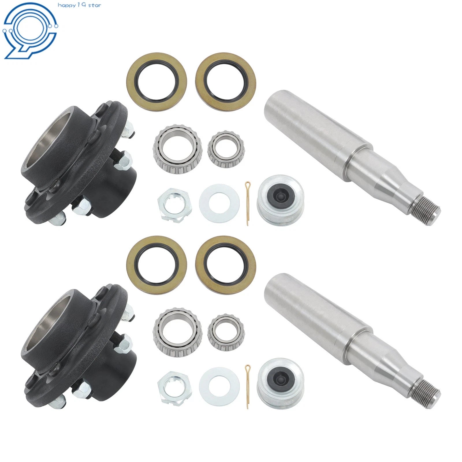 Round Spindle Axle Kit with 6 x 5.5 Lug Idler Hubs for 6000# Axle