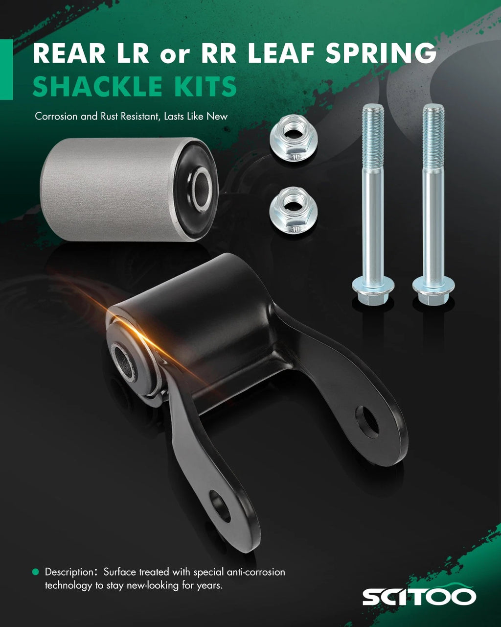 Set of 2 Rear Leaf Spring Shackle Kits for Jeep Cherokee Wagoneer (1984–2001)