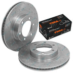 2 x Front Slotted Disc Rotors & Brake Pads for Toyota Prado KZJ95 1995-2002