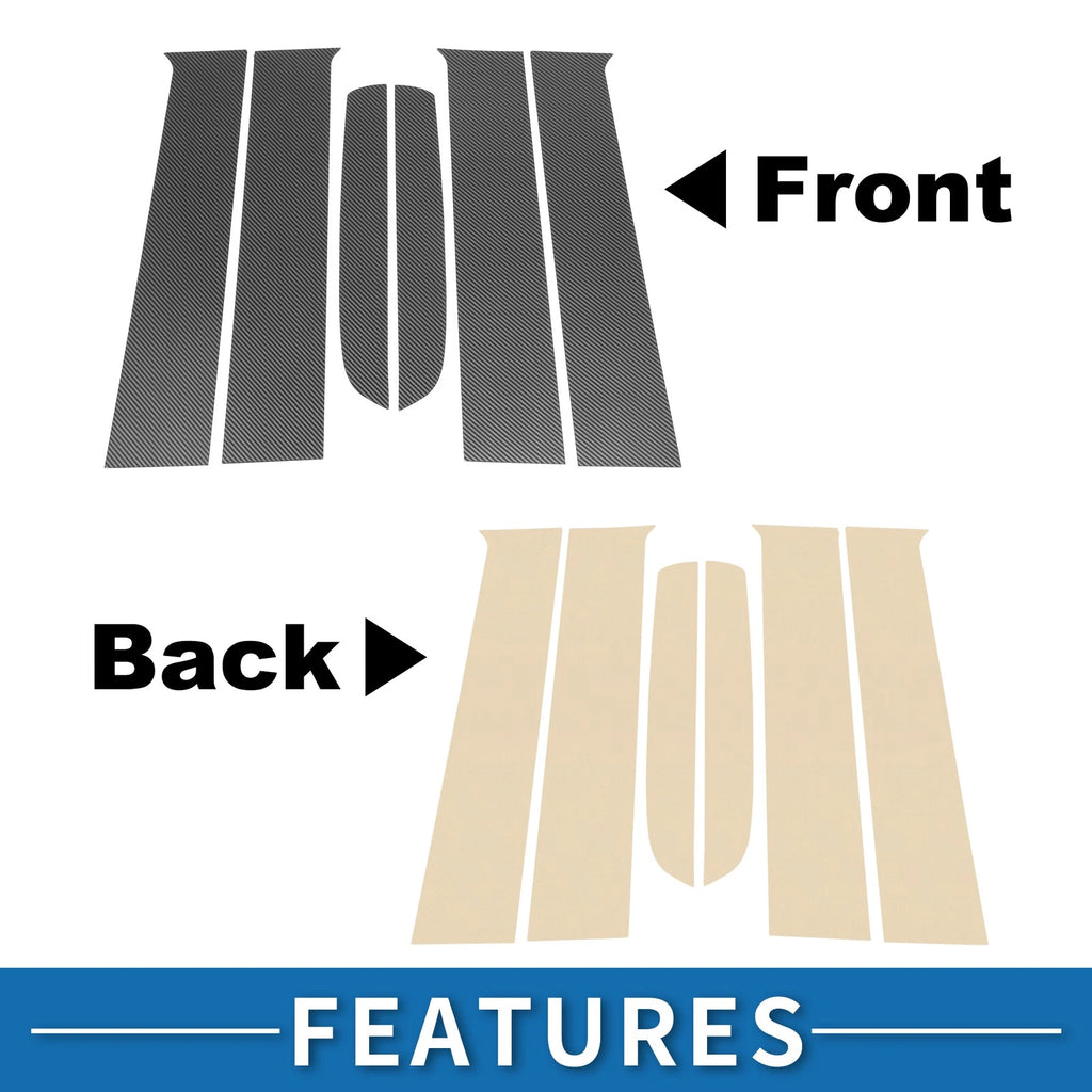 Set of 6 Door Pillar Window Trim for Ford Ranger (Carbon Fiber)