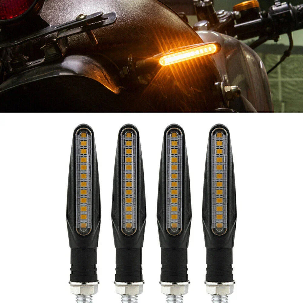 4 x Universal Motorcycle LED Amber Turn Signal Lights for Bike
