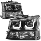 J-Halo LED DRL Headlights with Bumper Lamps for Chevy Silverado (2003–2007)