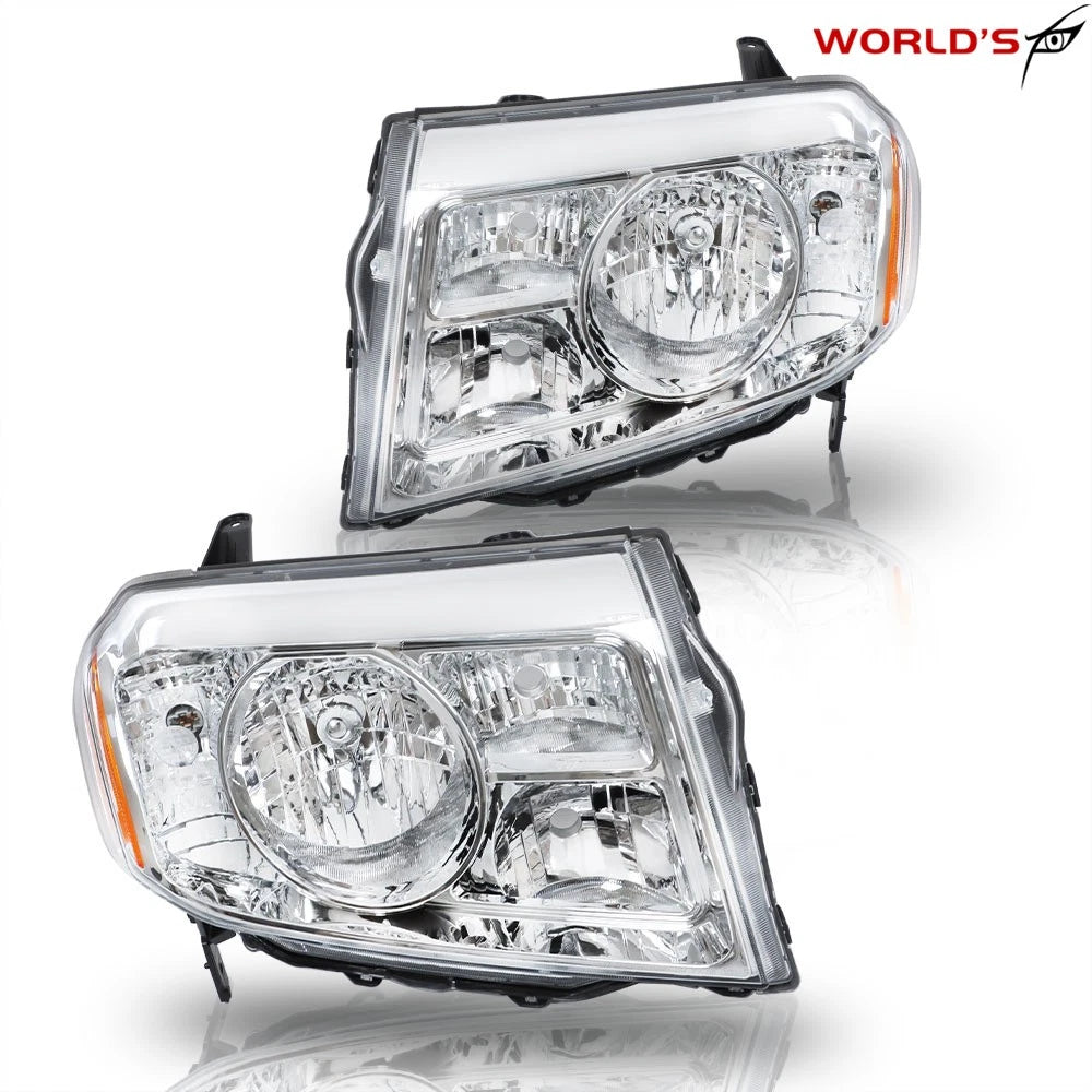 Set of 2 Halogen Chrome Amber Headlights for Honda Pilot (2009–2011)