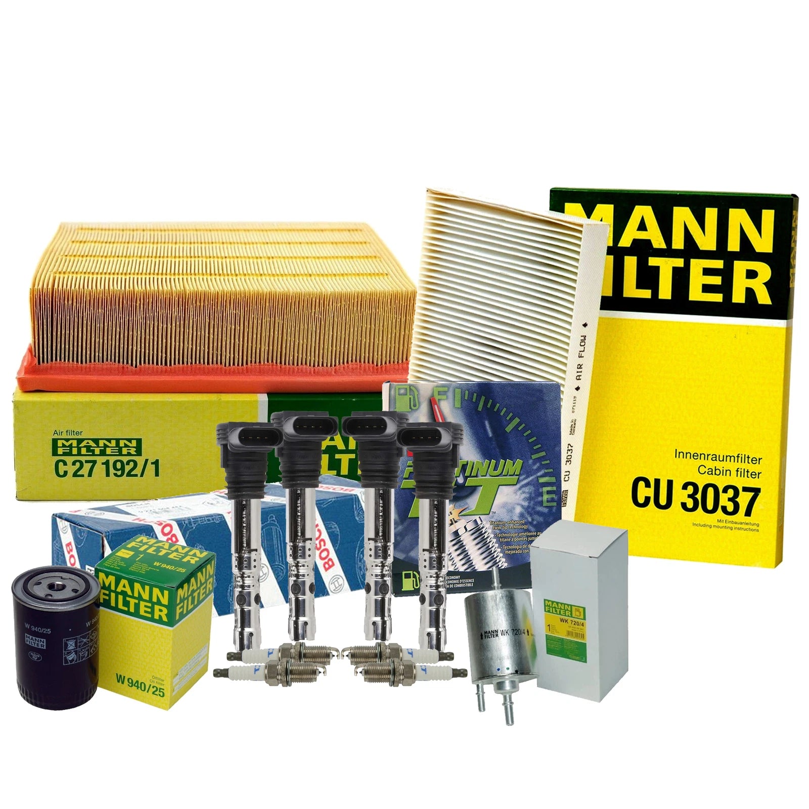 Set of 4 Spark Plugs & 4 Coils Tune Up Kit for Audi (2010–2015)