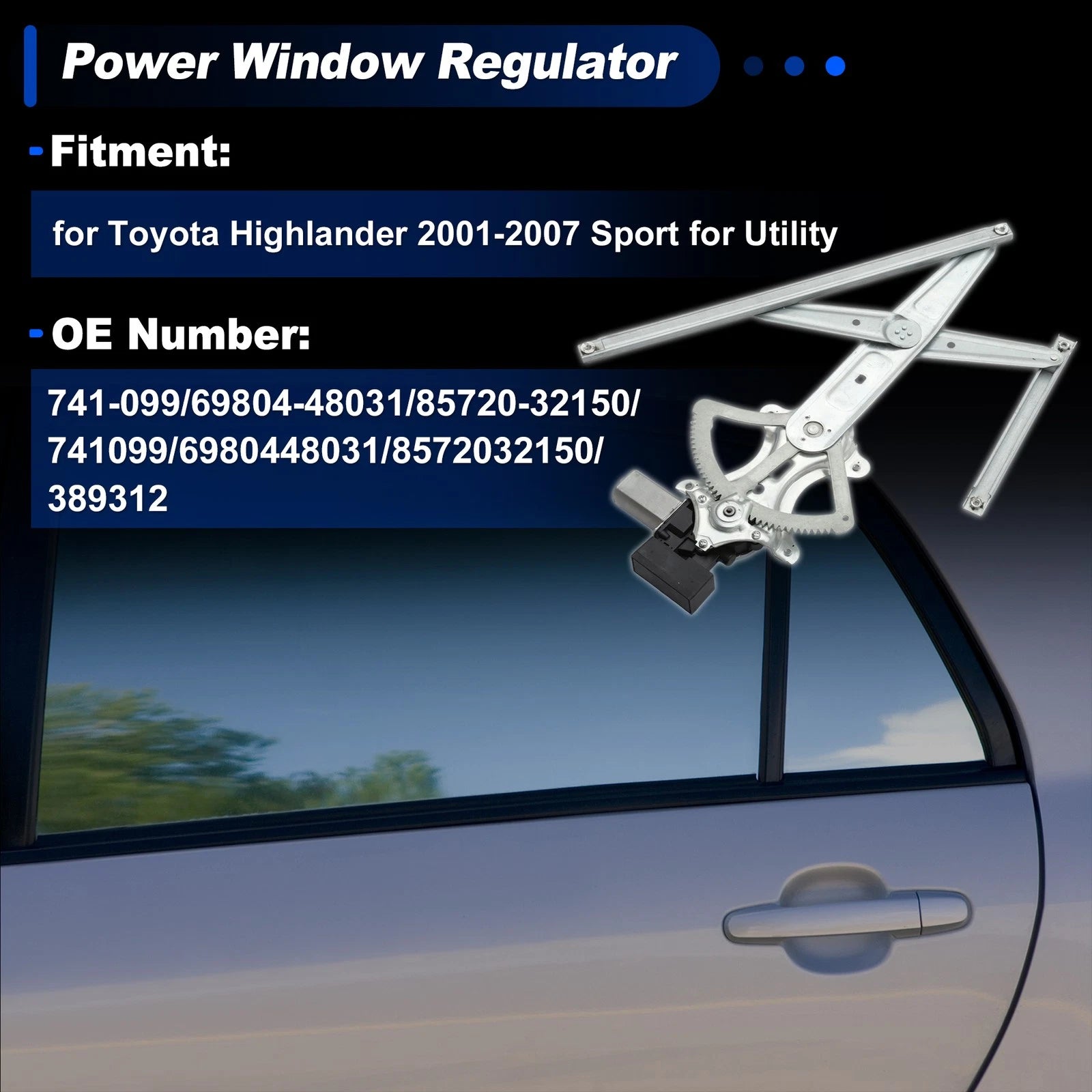 Power Window Regulator for Toyota Highlander (2001–2007) No.741-099