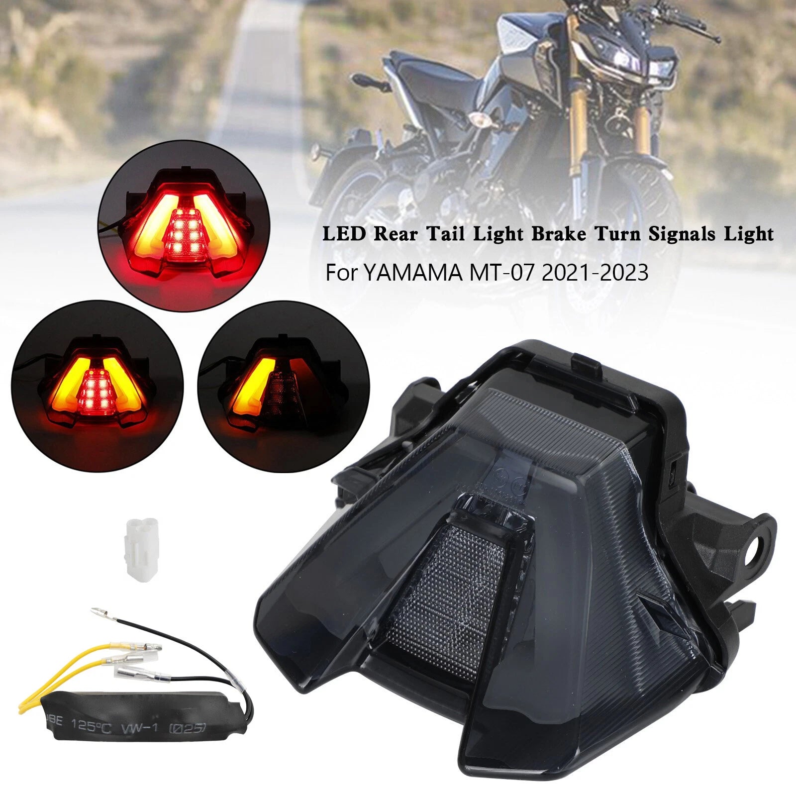 LED Rear Tail Light Brake Turn Signals for Yamaha MT-07 MT07 (2021–2023) T9
