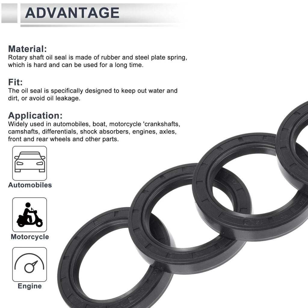 Set of 5 Oil Seal Rotary Shaft Seal NBR Rubber 50x70x12mm