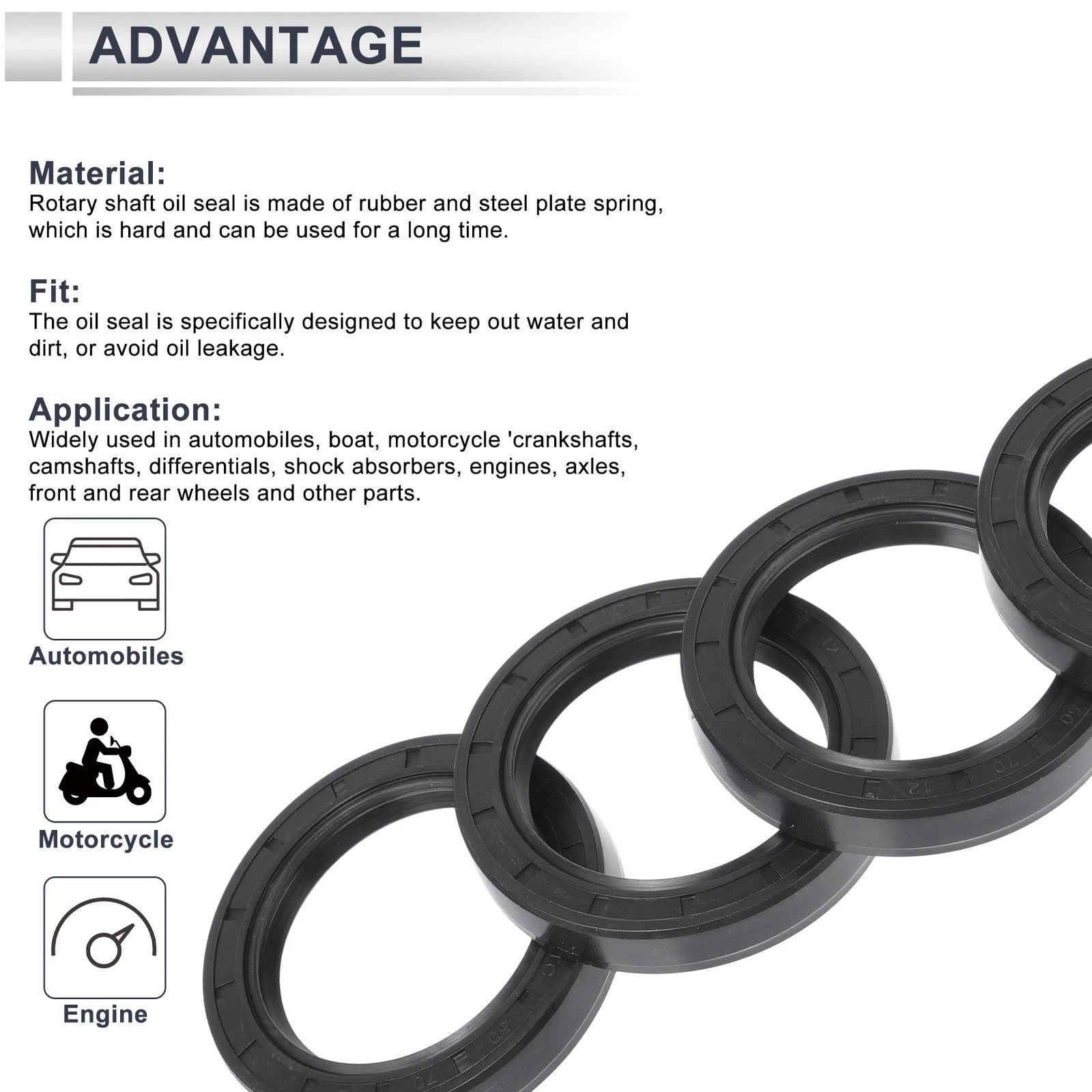 Set of 5 Oil Seal Rotary Shaft Seal NBR Rubber 50x70x12mm